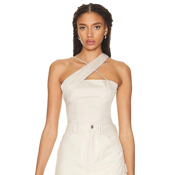 Zeynep Arcay Asymmetric X Cream Colored Bodysuit Sz 6 - Picture 2 of 16